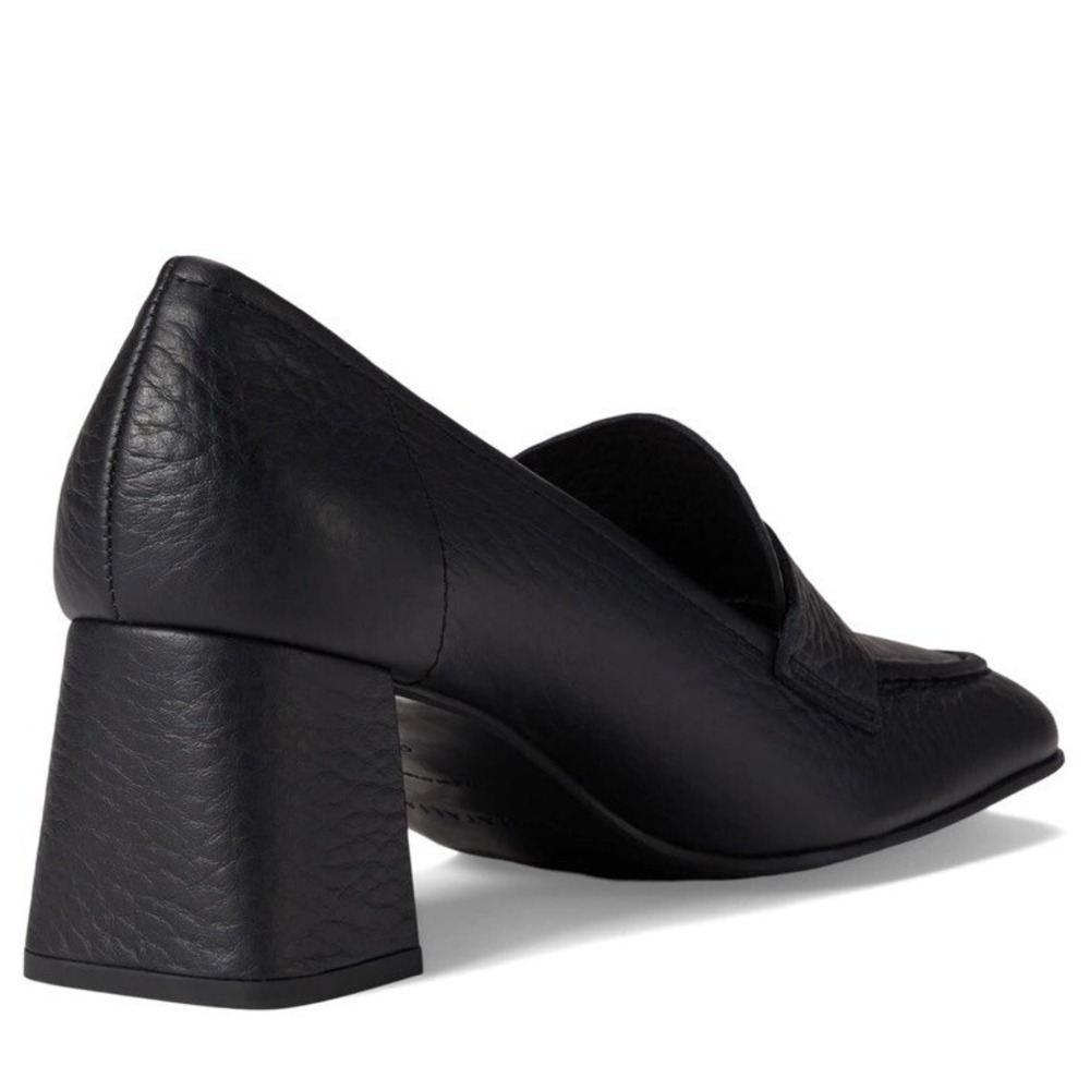 Aquatalia Pumps Womens 5.5 2142001 Black Pebbled Leather Block Heel Loafer - Picture 4 of 5